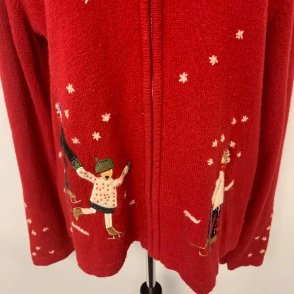Jones New York Sweater Lambswool Appliquéd Winter 90s Snowflakes Womens SZ XL - Picture 3 of 11